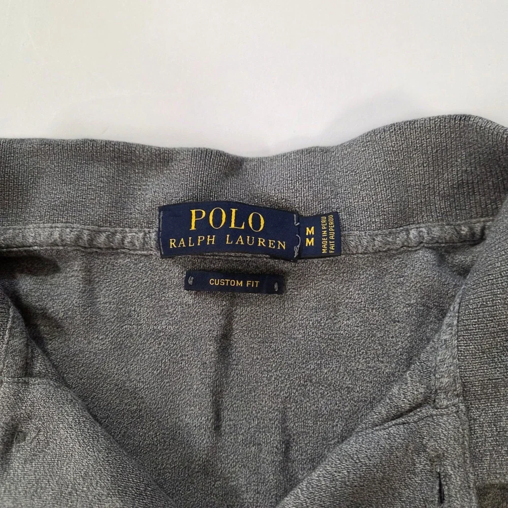 Polo Ralph Lauren Mens Custom Fit Heathered Gray Short Sleeve Polo Shirt Size M